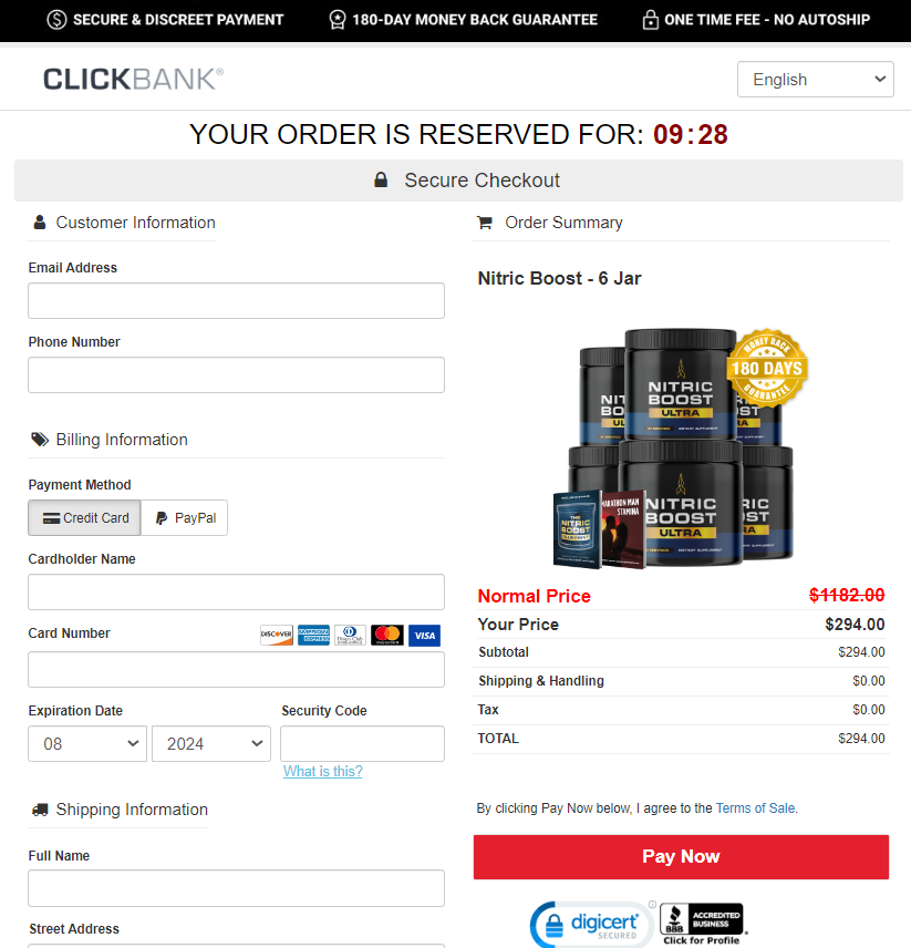 Nitric Boost Ultra Order Page